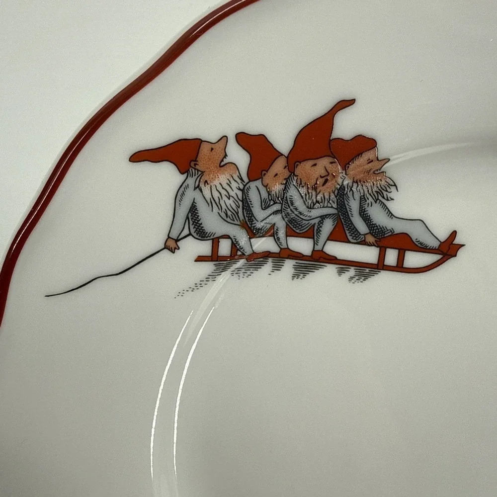 Porsgrund Nisse Bread Plate Made In‎ Norway Gnome Motif Lot Of 3